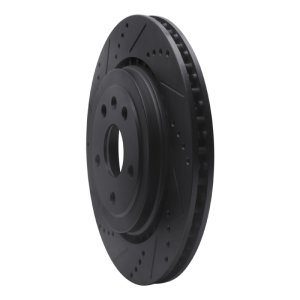 Cadillac ATS Brake Rotor (1) - Rear Left - R1 Concepts - Drilled & Slotted - Black - `16-`24